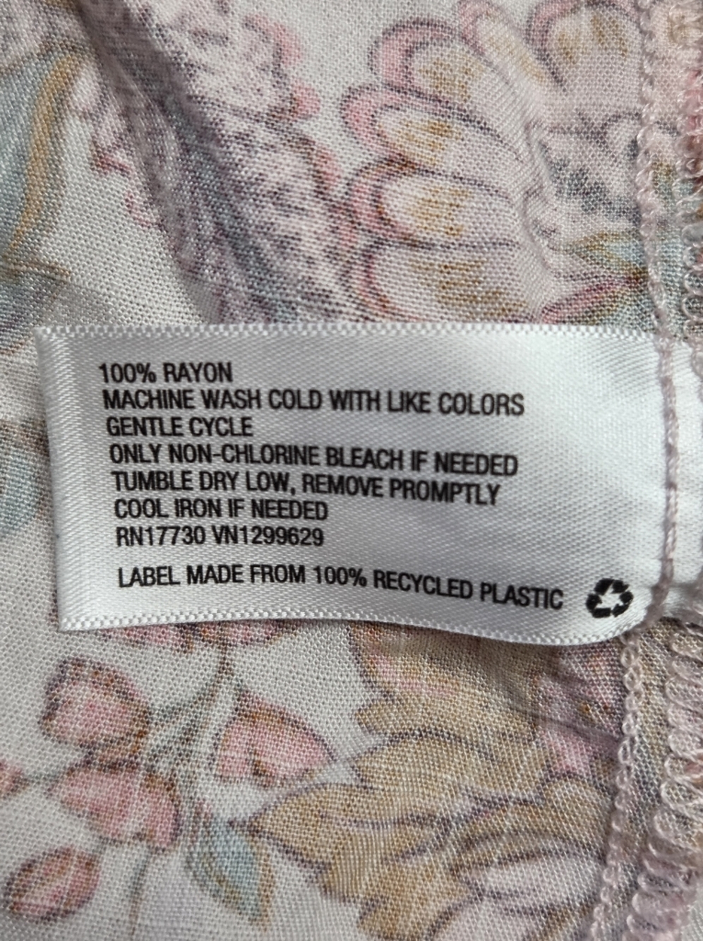 Knox Rose Pink/Blue/ Orange Floral Henley Blouse Relax Fit Top Size L - Picture 7 of 7